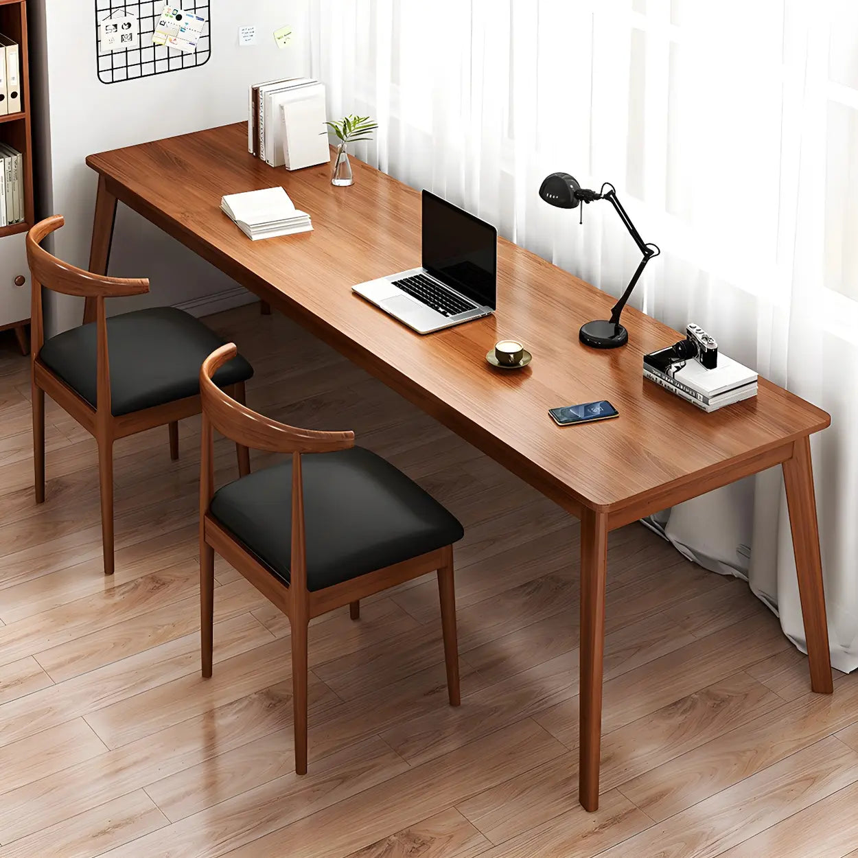 Rectangular Manufactured Wood Two-Person Writing Desk