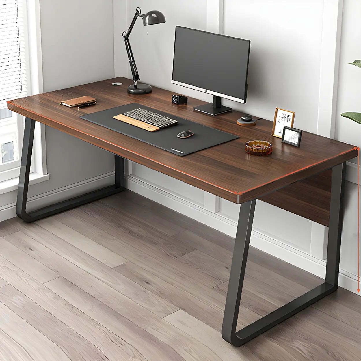 Lighom modern desk manufactured wood desks — 63" L x 27.6" W x 29.5" H / Walnut