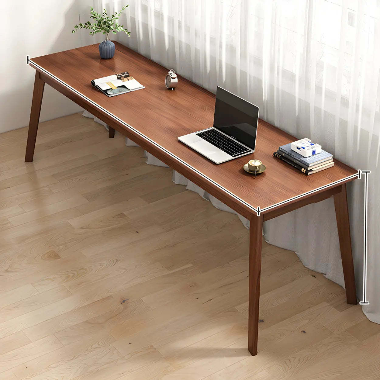 Rectangular Manufactured Wood Two-Person Writing Desk — Natural Finish / Table Only