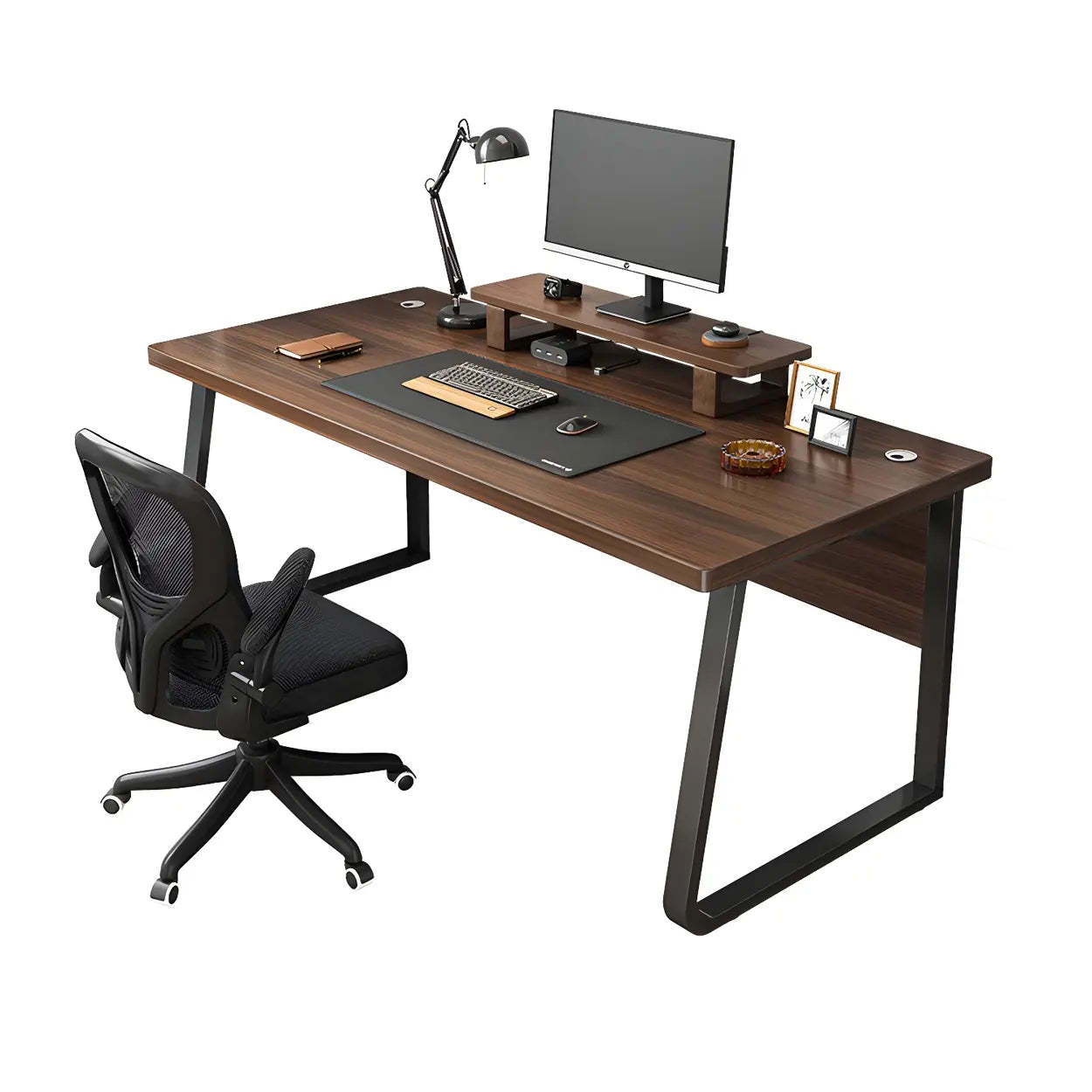 Rectangular Manufactured Wood Two-Person Writing Desk — Natural Finish / Table Only