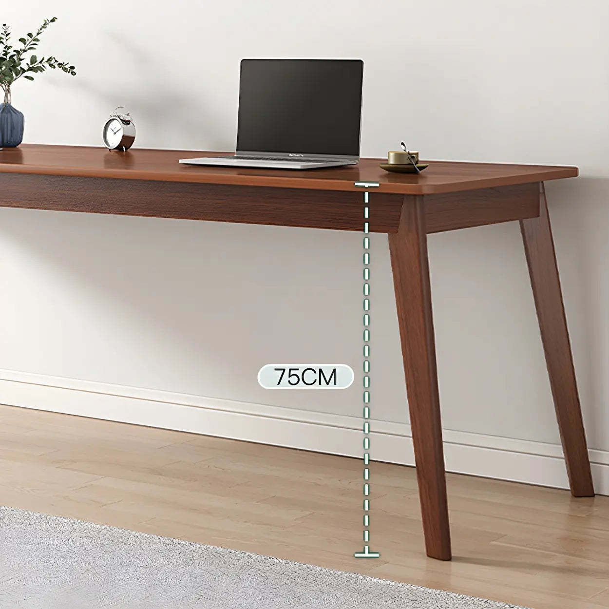 Rectangular Manufactured Wood Two-Person Writing Desk — Nut-Brown / Table Only