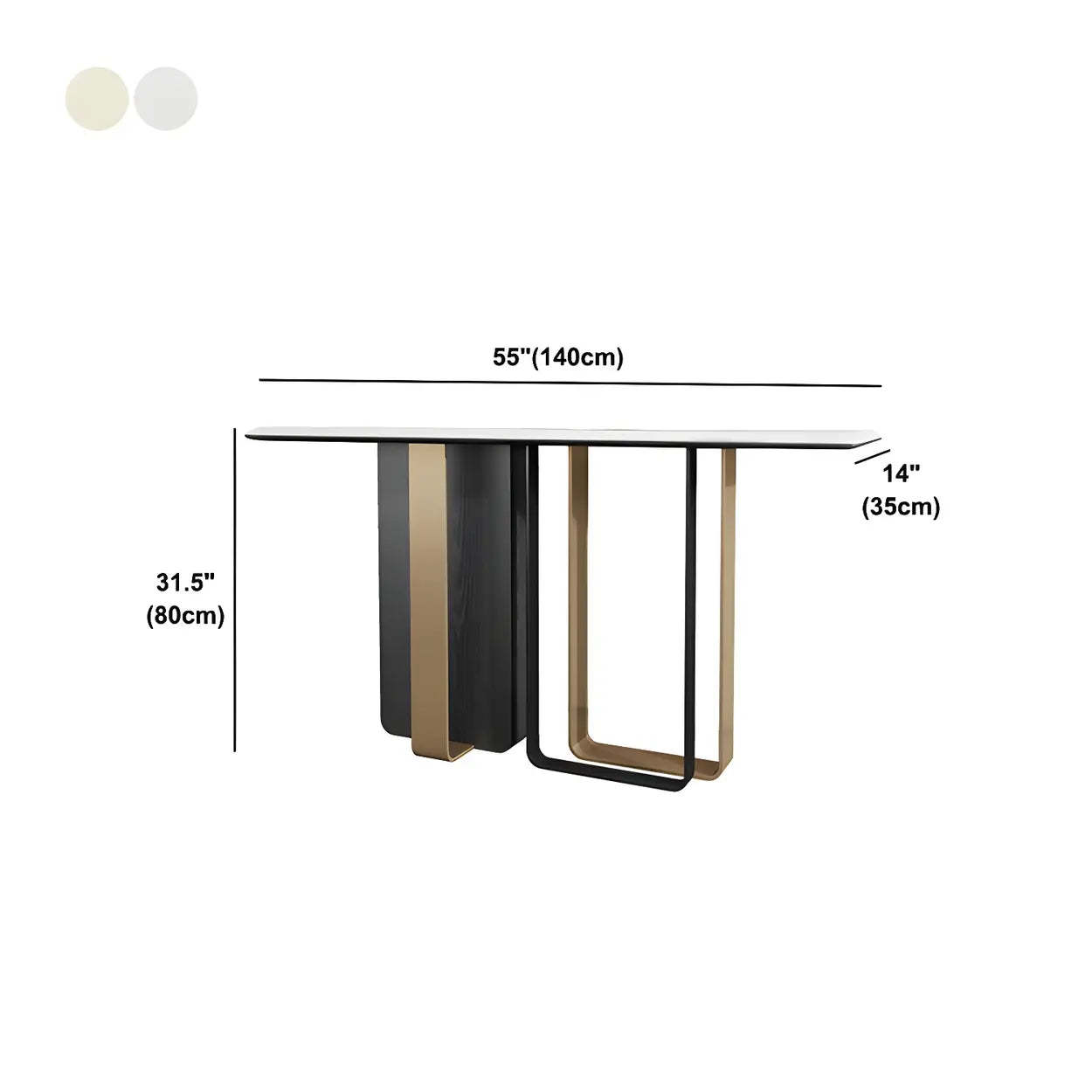 White Marble-Top Abstract Metal Console Table