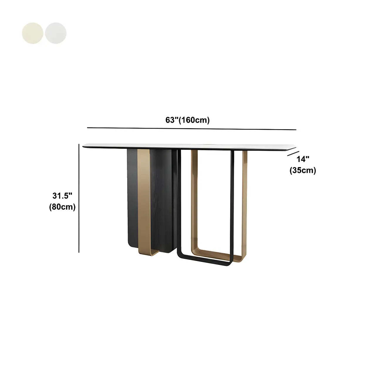 White Marble-Top Abstract Metal Console Table