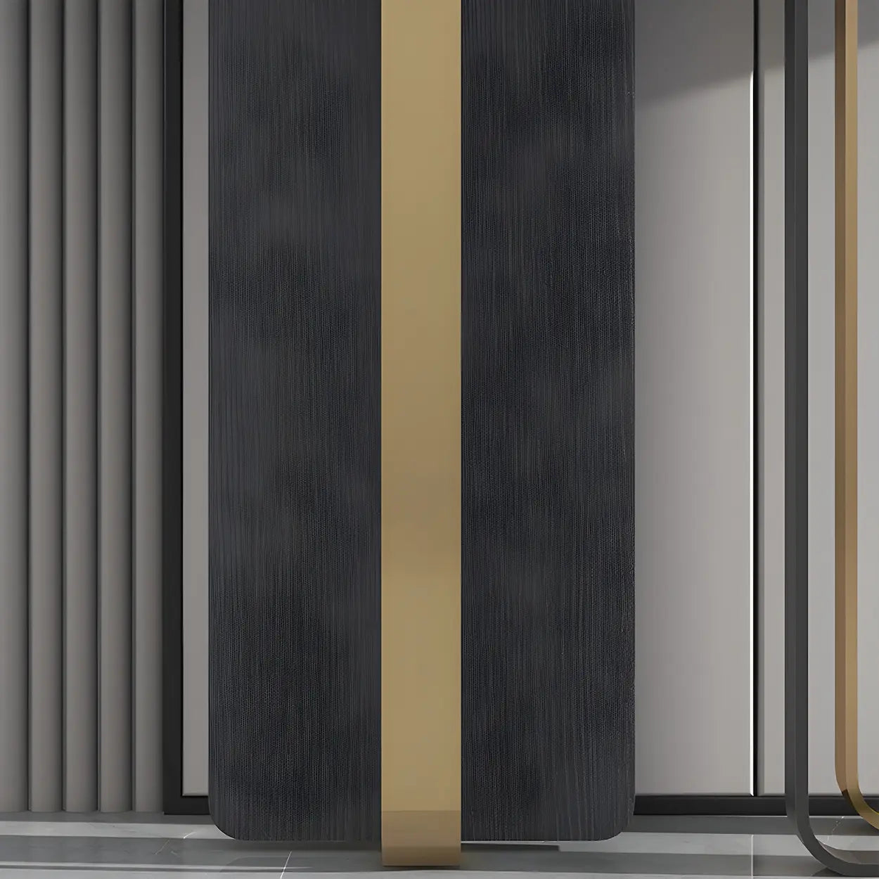 White Marble-Top Abstract Metal Console Table — White/ Gold