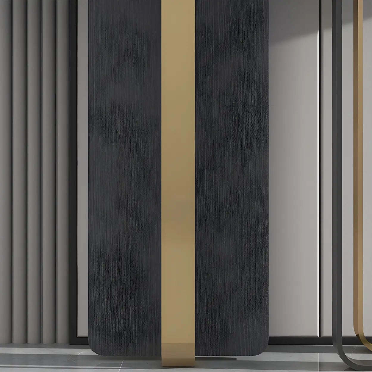 White Marble-Top Abstract Metal Console Table — White/ Gold