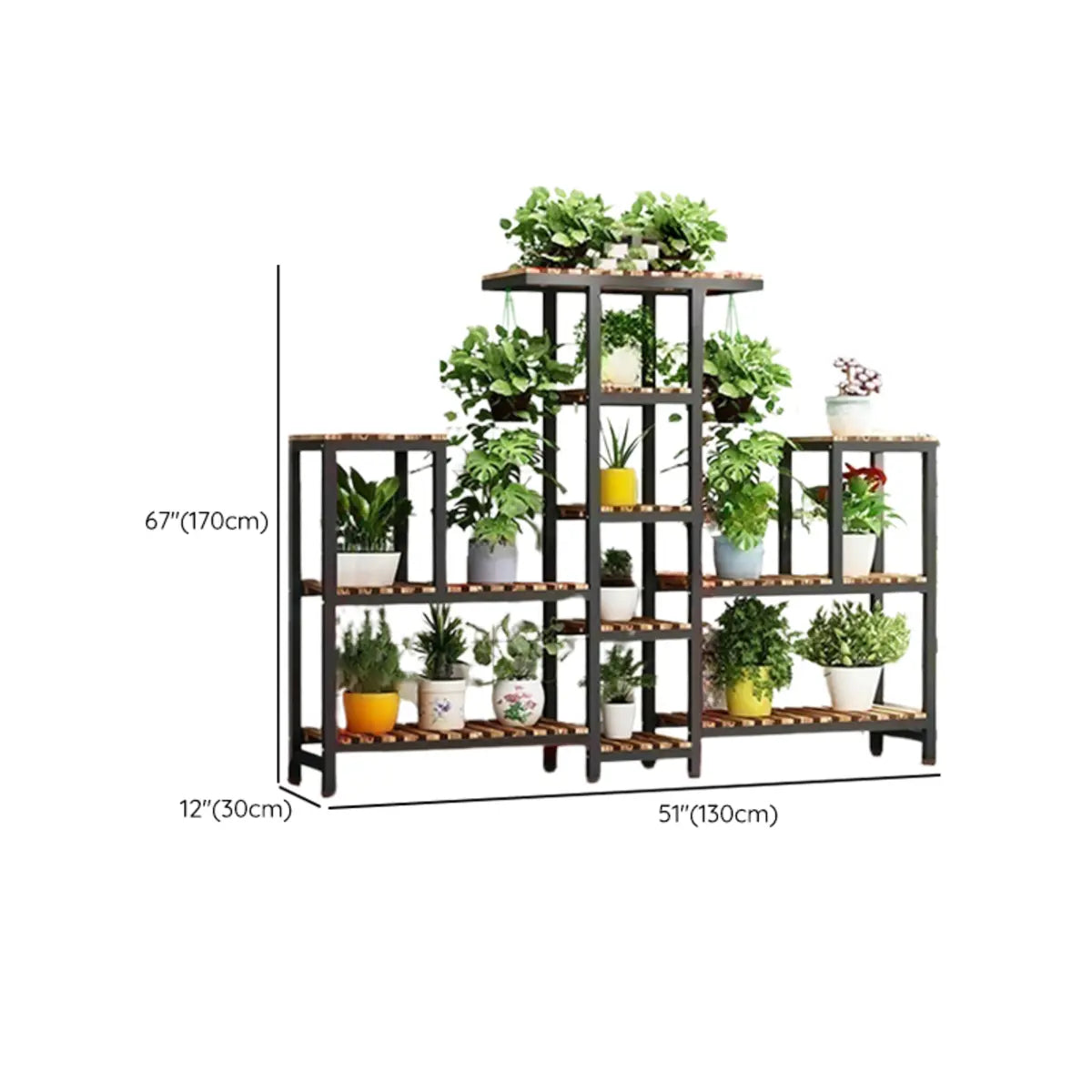 Brown Rectangular Metal Indoor Crate Plant Stand