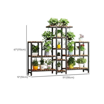 Brown Rectangular Metal Indoor Crate Plant Stand