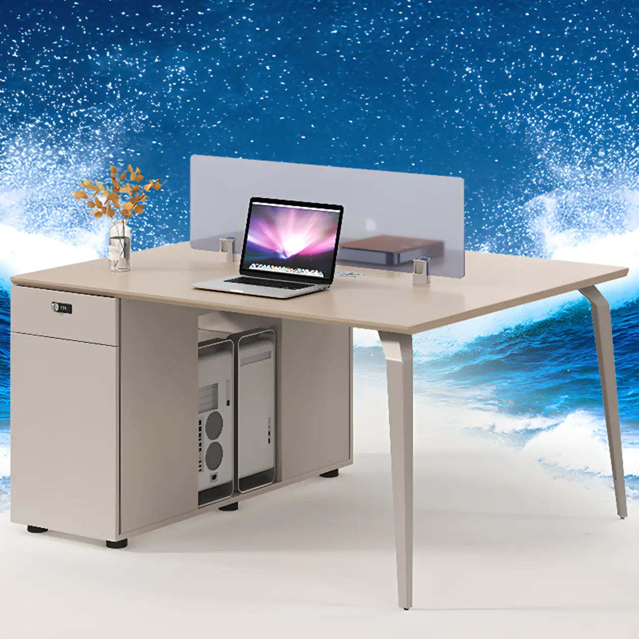 Rectangle Storage Shelf Cabinet Computer Desk