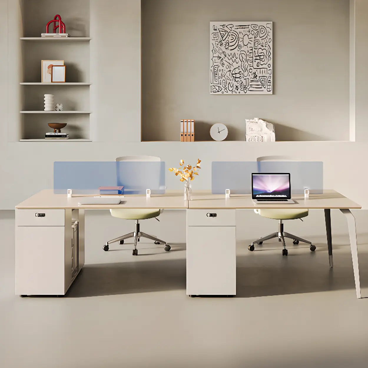 Rectangle Storage Shelf Cabinet Computer Desk — Table Only