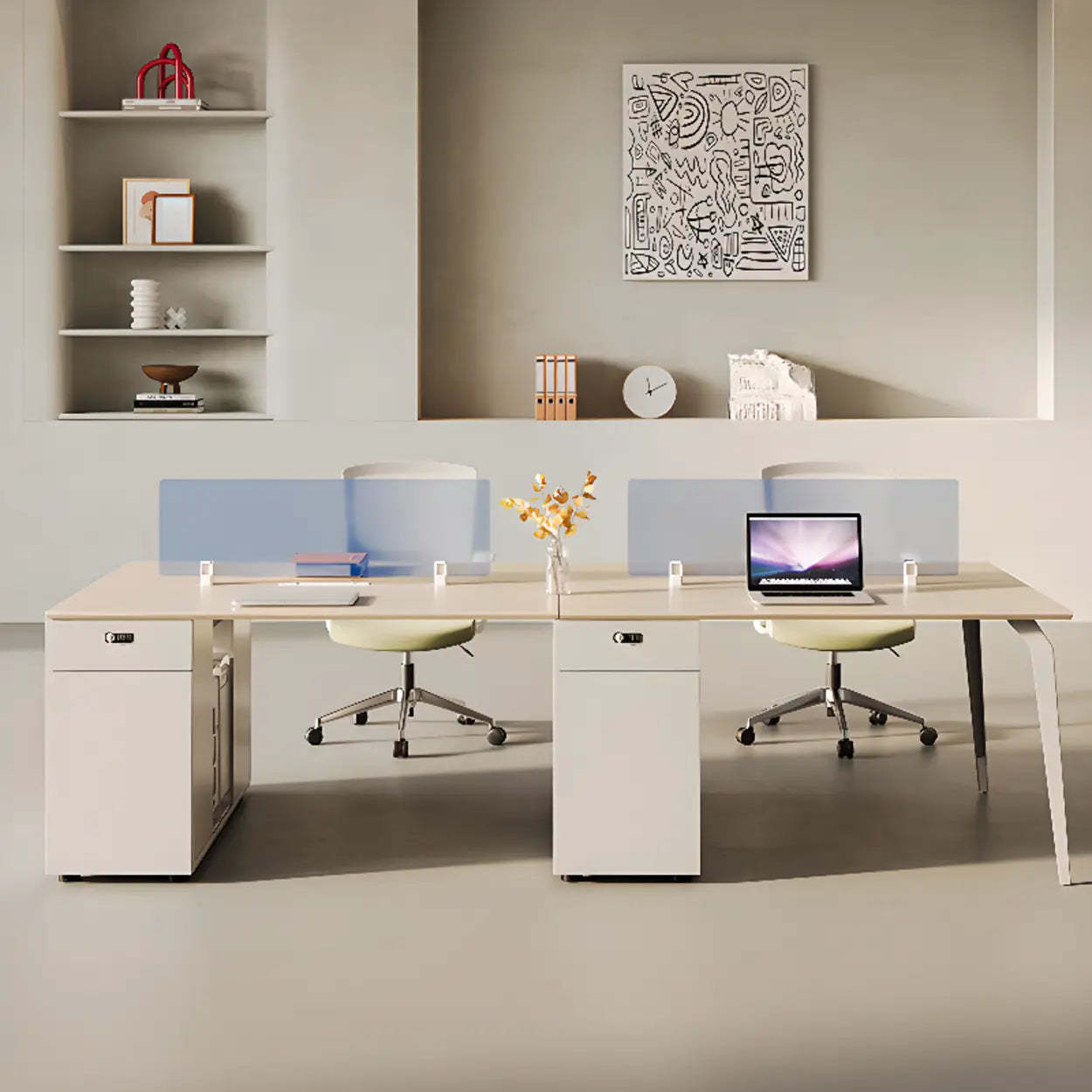 Rectangle Storage Shelf Cabinet Computer Desk — Table Only