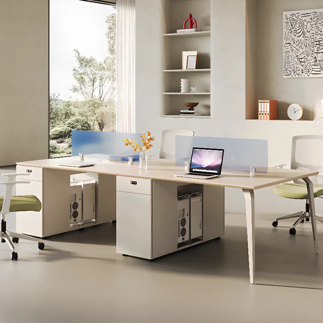 Rectangle Storage Shelf Cabinet Computer Desk — Table Only