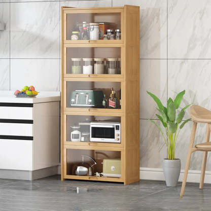 Rectangular Bamboo Kitchen Display Cabinet