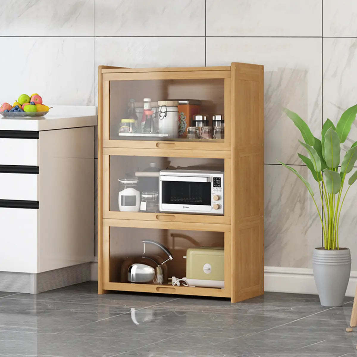 Nordic display storage wine cabinets in bamboo — 27" L x 13" W x 42" H / Natural