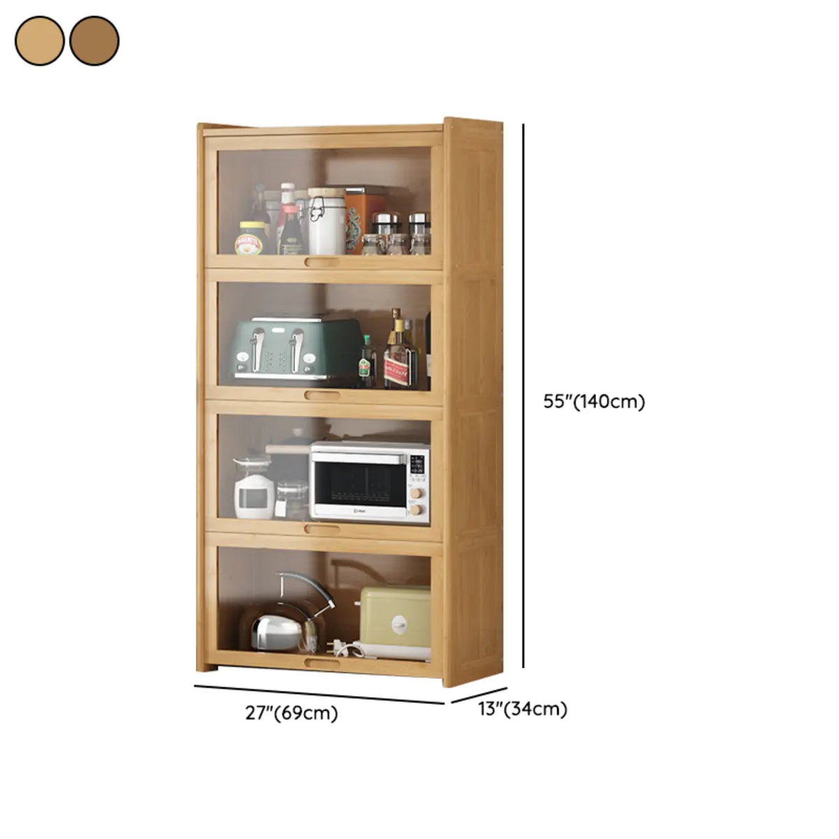 Rectangular Bamboo Kitchen Display Cabinet
