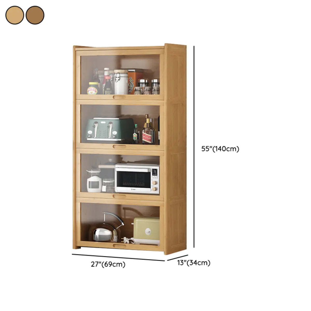 Rectangular Bamboo Kitchen Display Cabinet