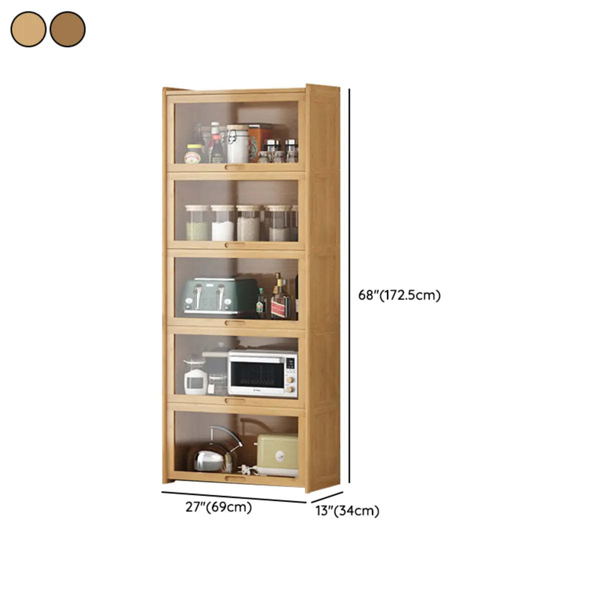 Rectangular Bamboo Kitchen Display Cabinet