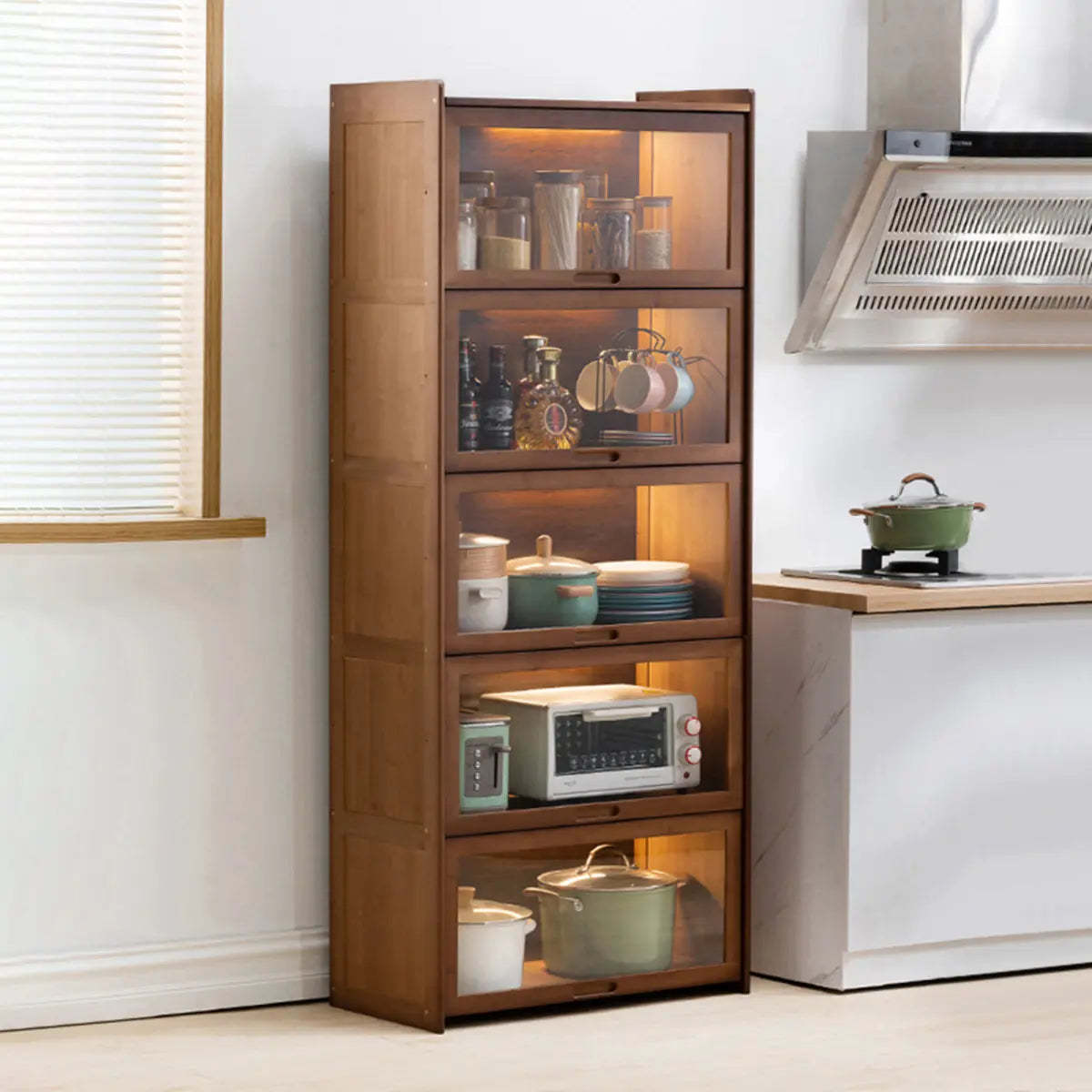 Rectangular Bamboo Kitchen Display Cabinet — Teak