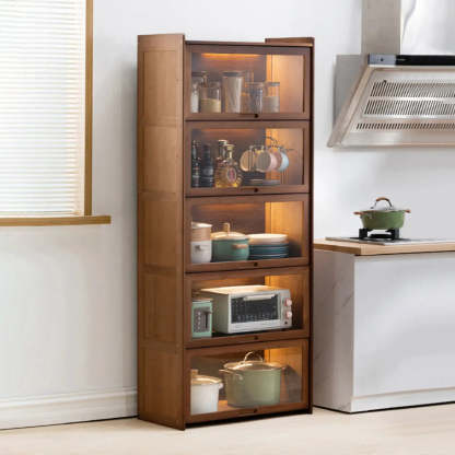 Rectangular Bamboo Kitchen Display Cabinet — Teak