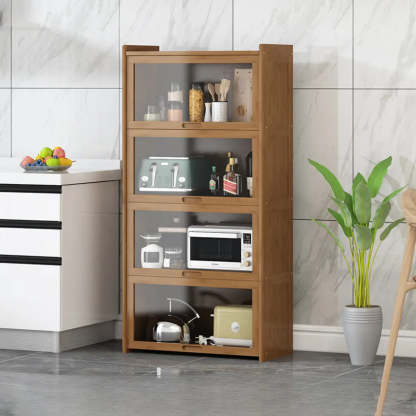 Rectangular Bamboo Kitchen Display Cabinet — Natural