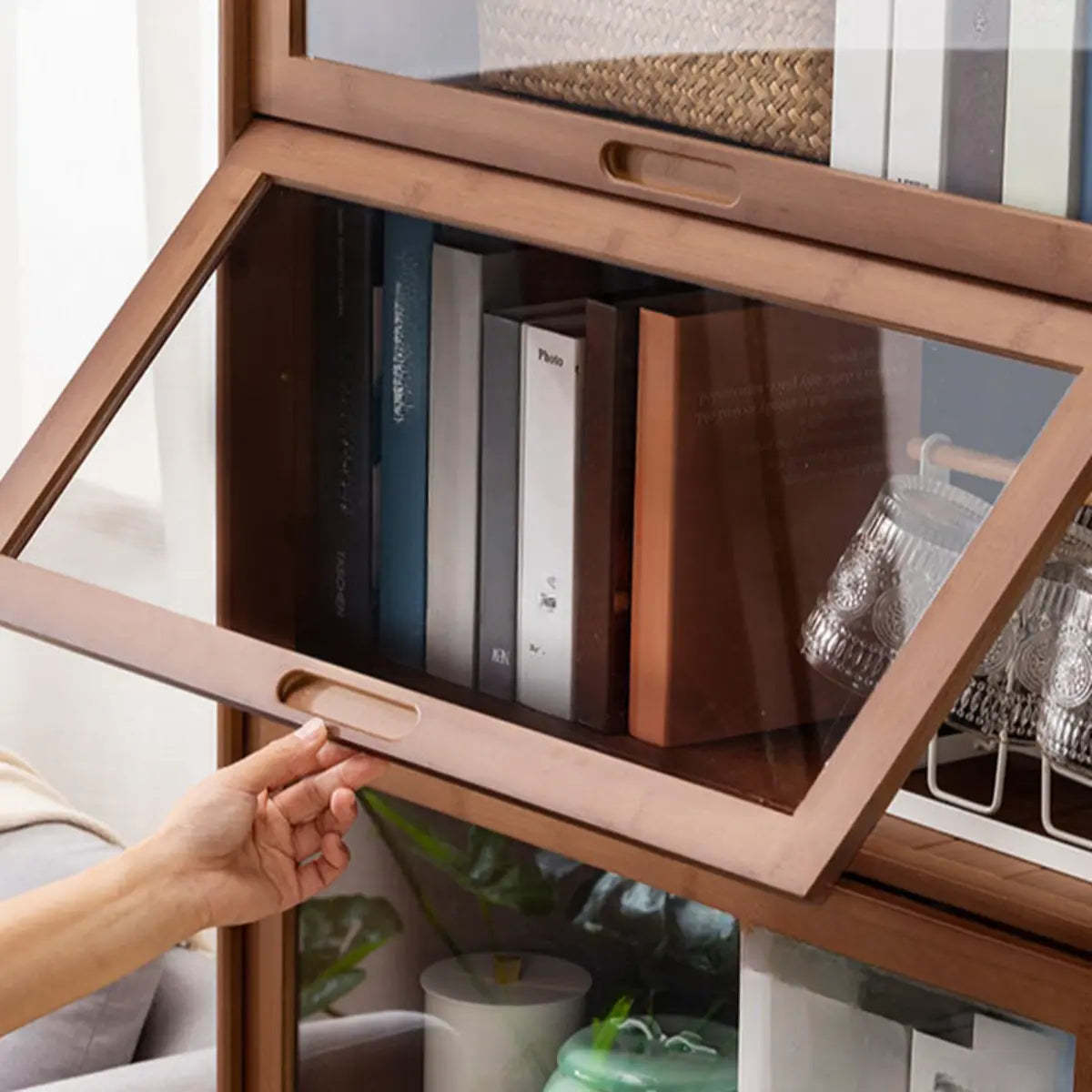 Rectangular Bamboo Kitchen Display Cabinet