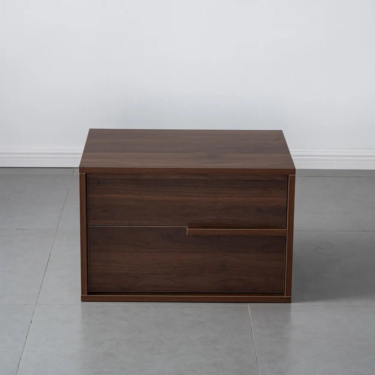 Black Rectangular Large Wood Drawer Nightstand — White
