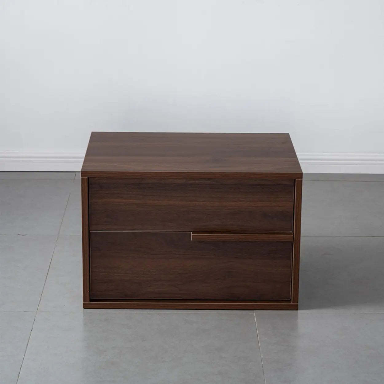 Black Rectangular Large Wood Drawer Nightstand — White