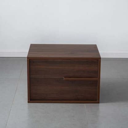Black Rectangular Large Wood Drawer Nightstand — White