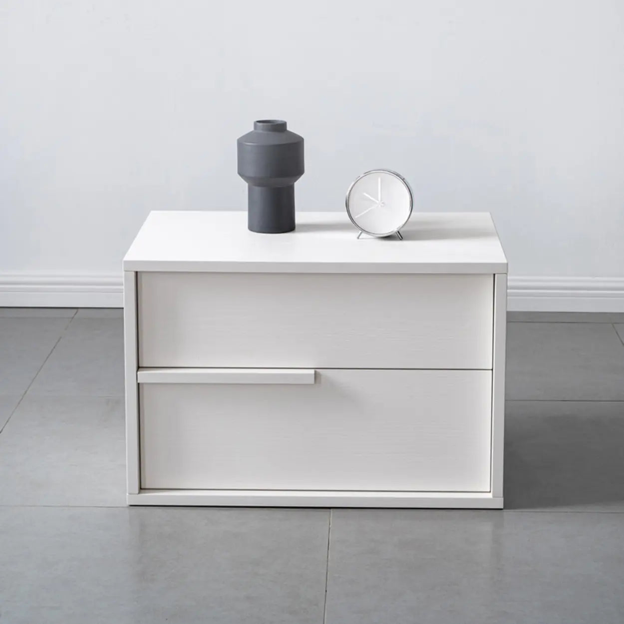Black Rectangular Large Wood Drawer Nightstand — Walnut