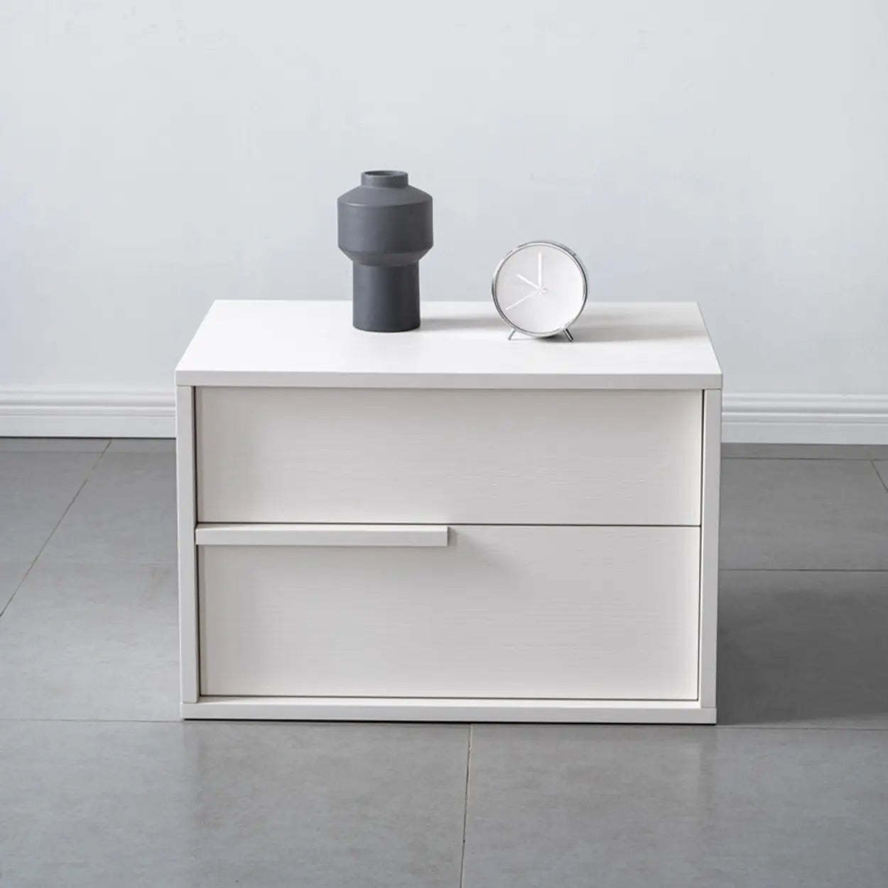 Black Rectangular Large Wood Drawer Nightstand — Walnut