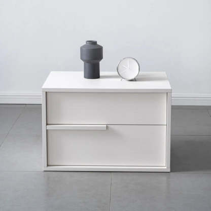 Black Rectangular Large Wood Drawer Nightstand — Walnut