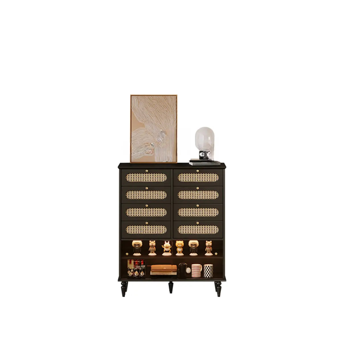 Black Wood Rectangular Double Dresser