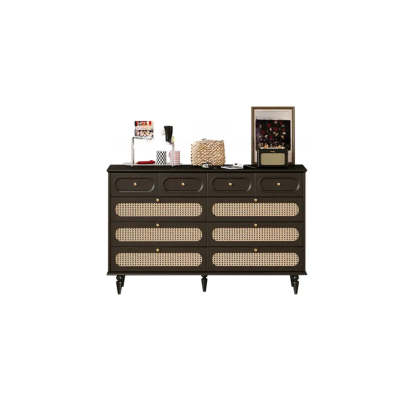 Black Wood Rectangular Double Dresser