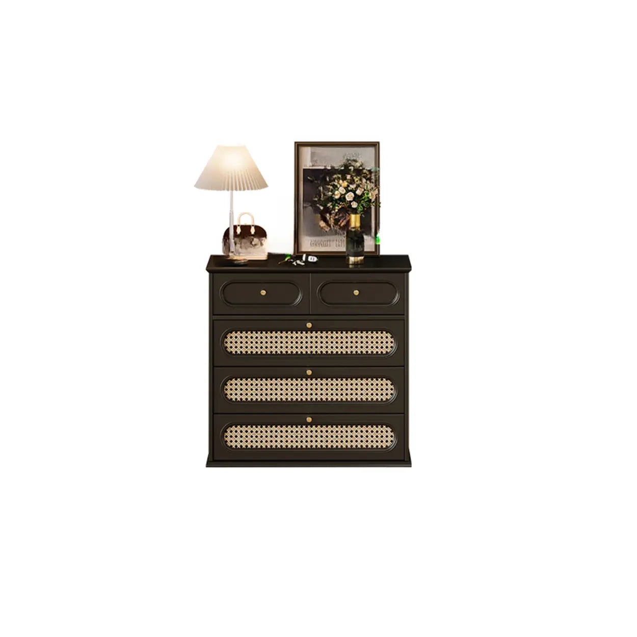 Black Wood Rectangular Double Dresser