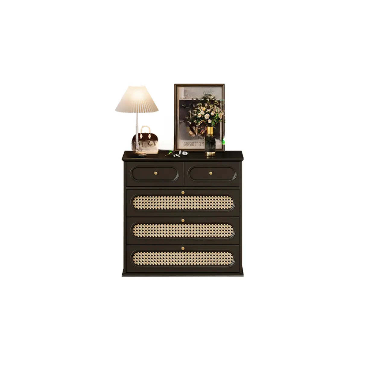 Black Wood Rectangular Double Dresser