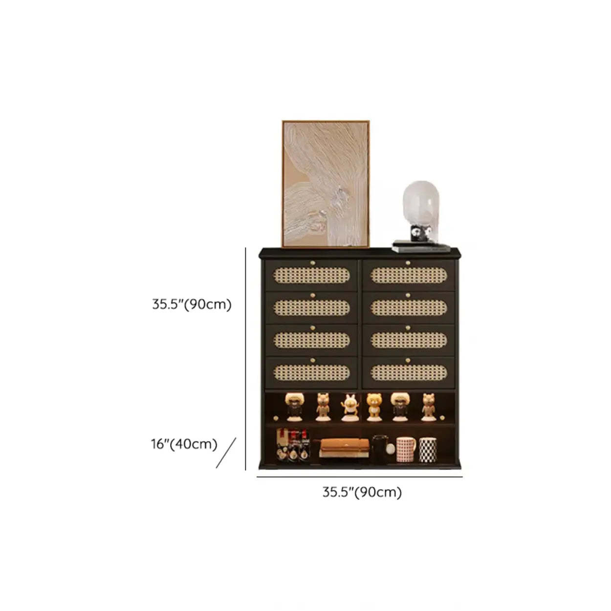 Black Wood Rectangular Double Dresser