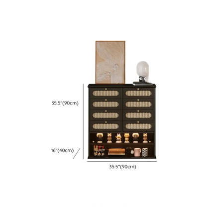 Black Wood Rectangular Double Dresser