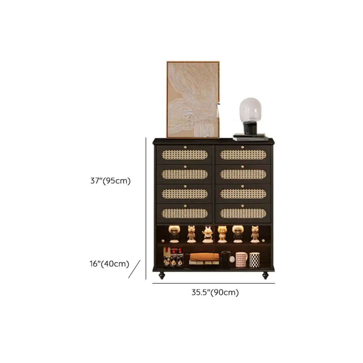 Black Wood Rectangular Double Dresser