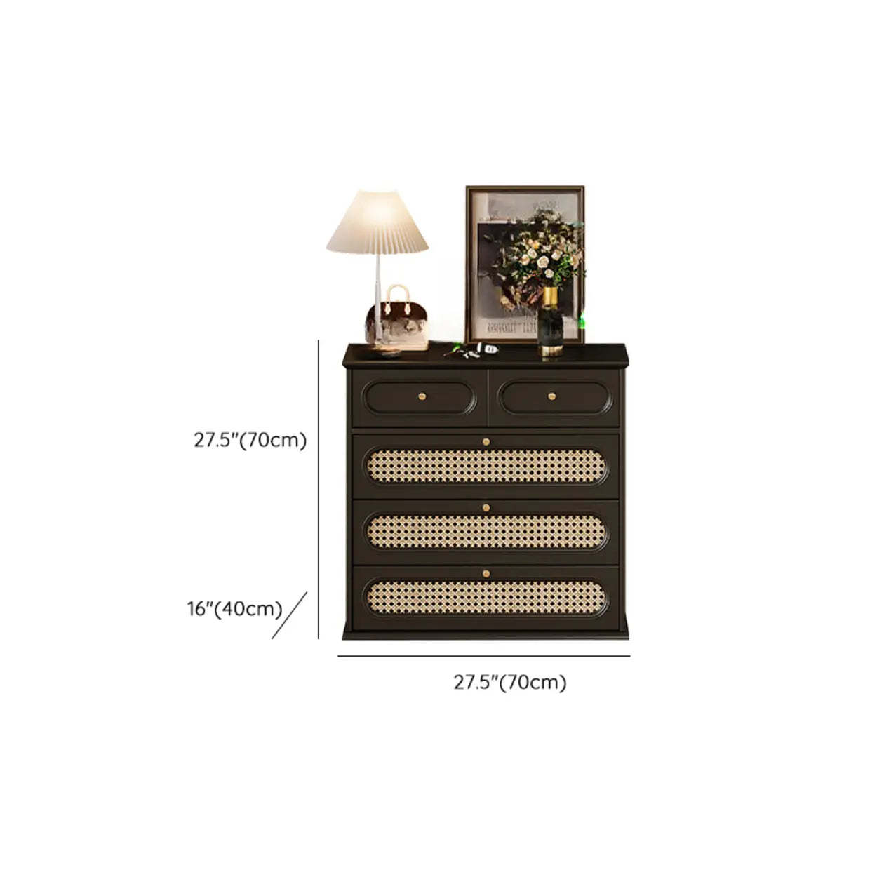 Black Wood Rectangular Double Dresser