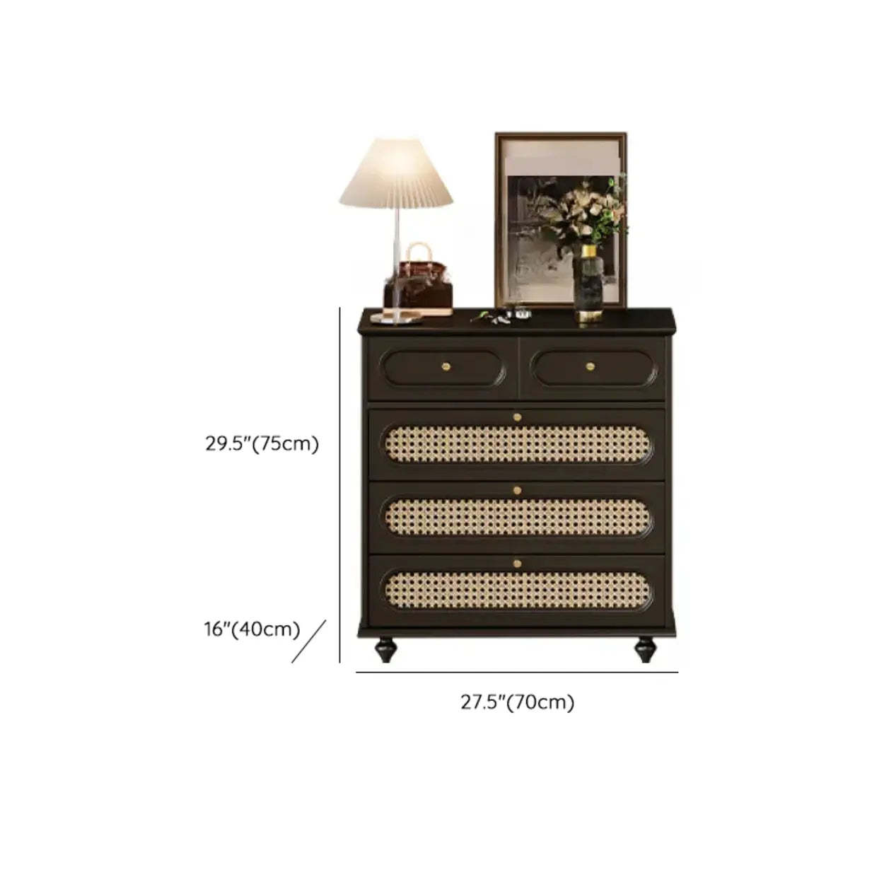 Black Wood Rectangular Double Dresser