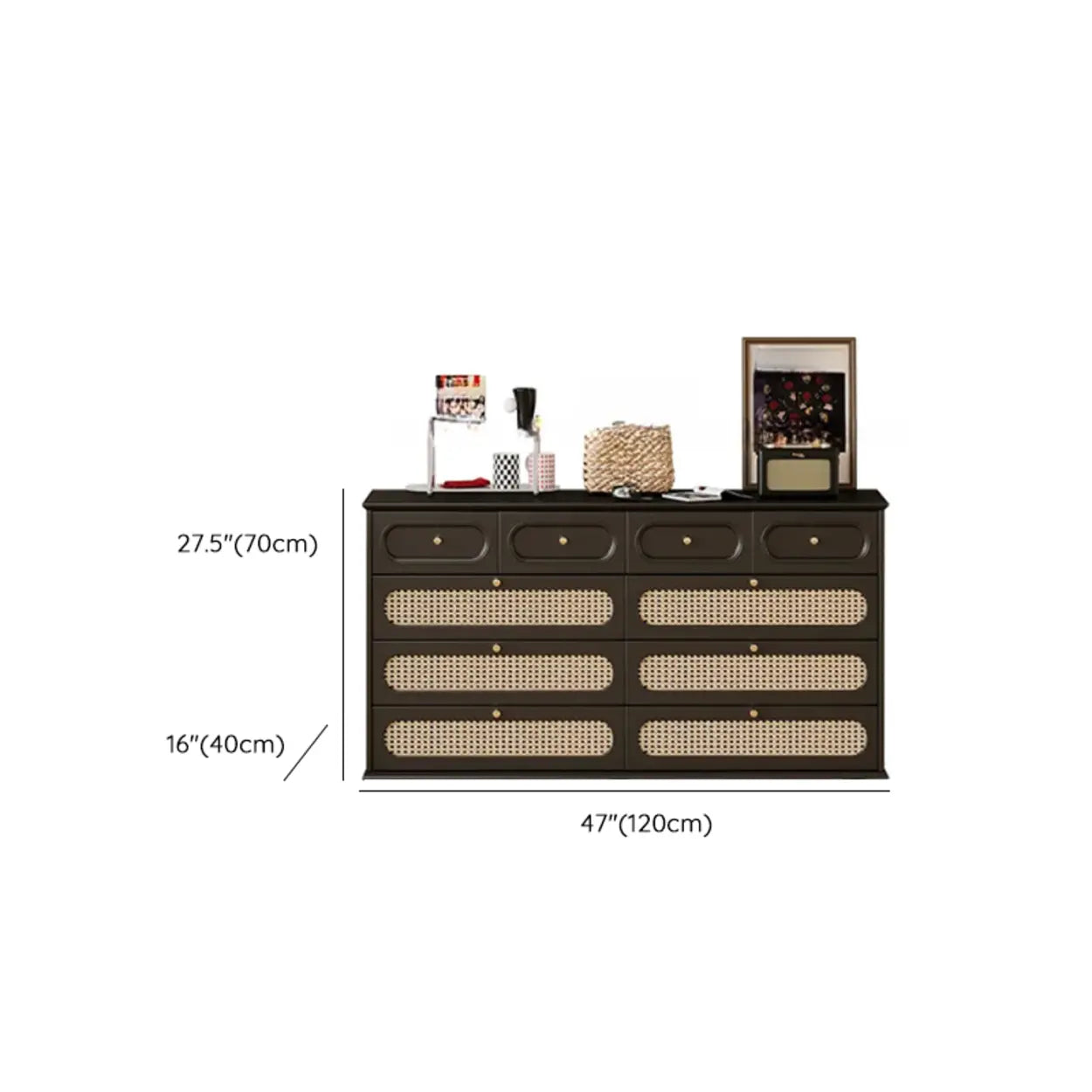 Black Wood Rectangular Double Dresser