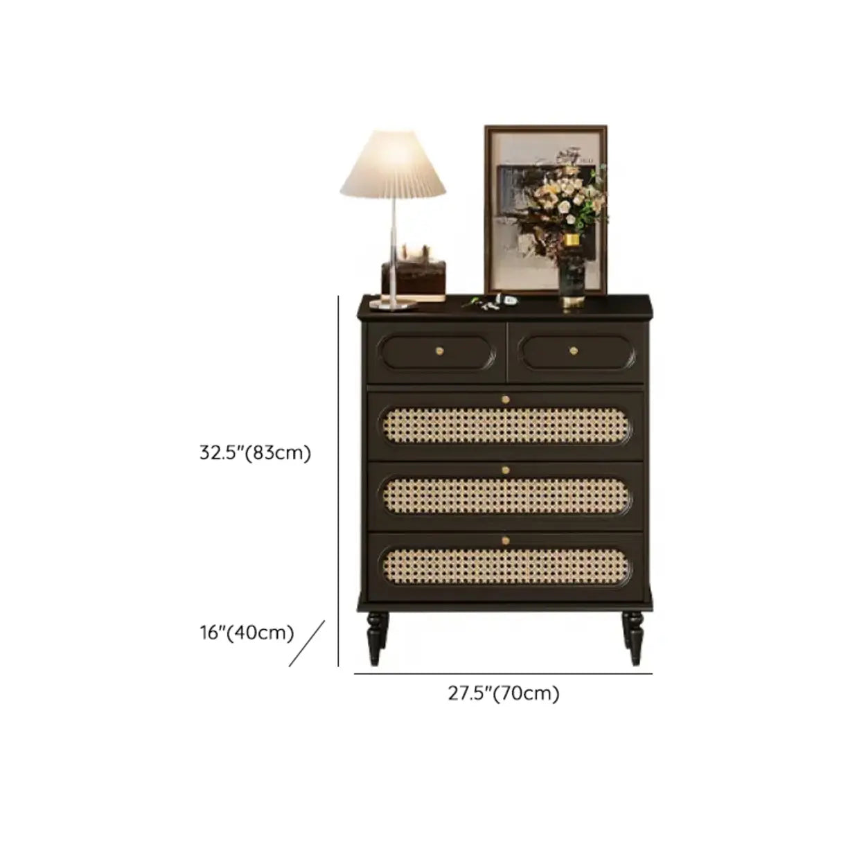 Black Wood Rectangular Double Dresser