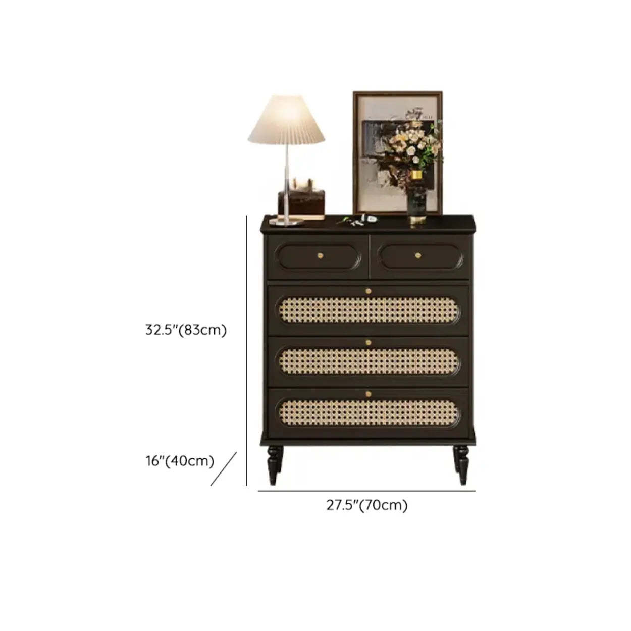 Black Wood Rectangular Double Dresser