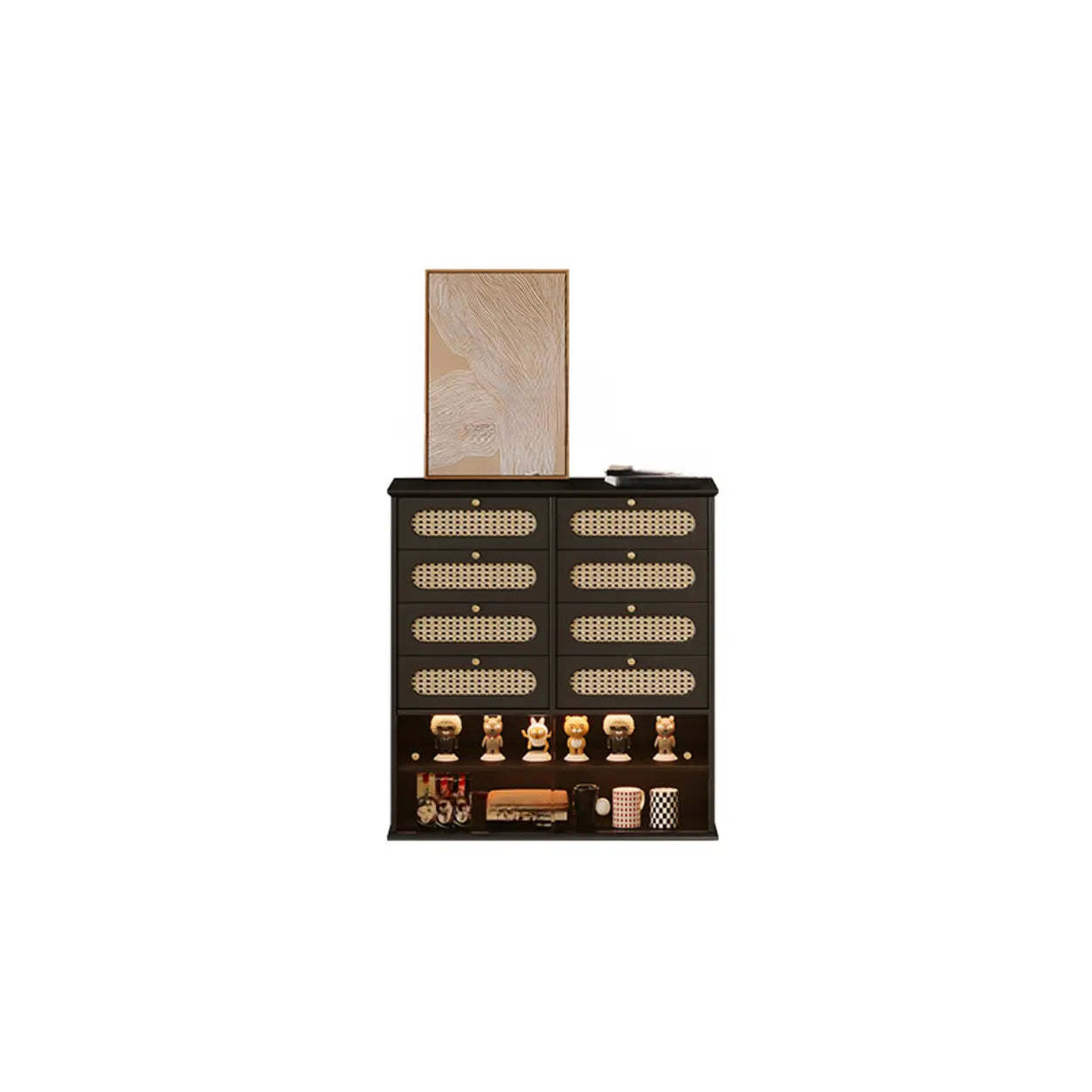Black Wood Rectangular Double Dresser