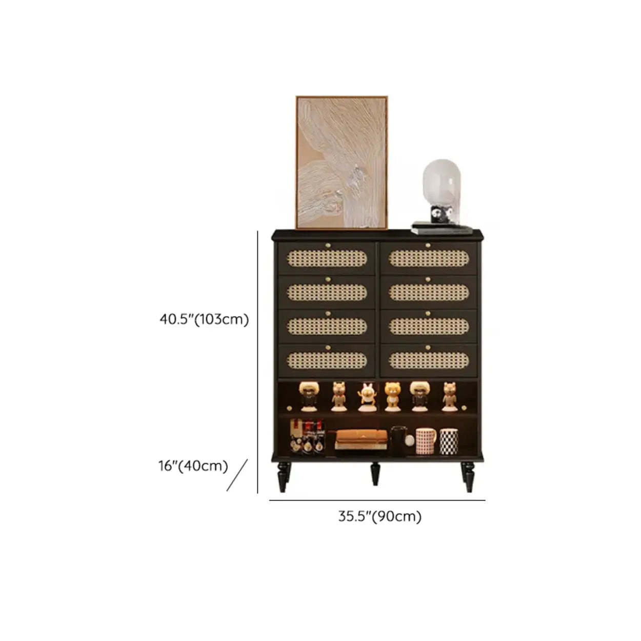Black Wood Rectangular Double Dresser