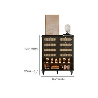 Black Wood Rectangular Double Dresser