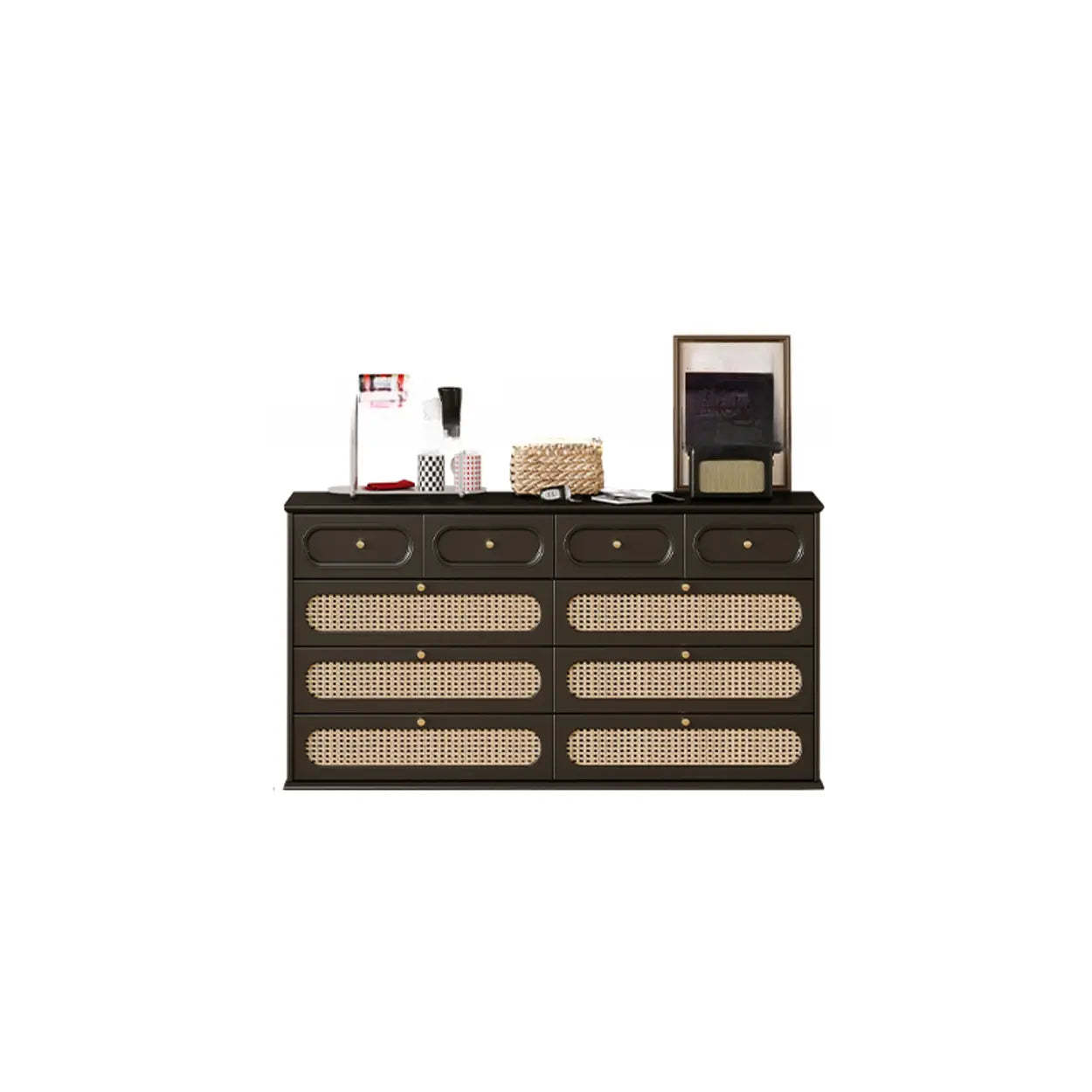 Black Wood Rectangular Double Dresser