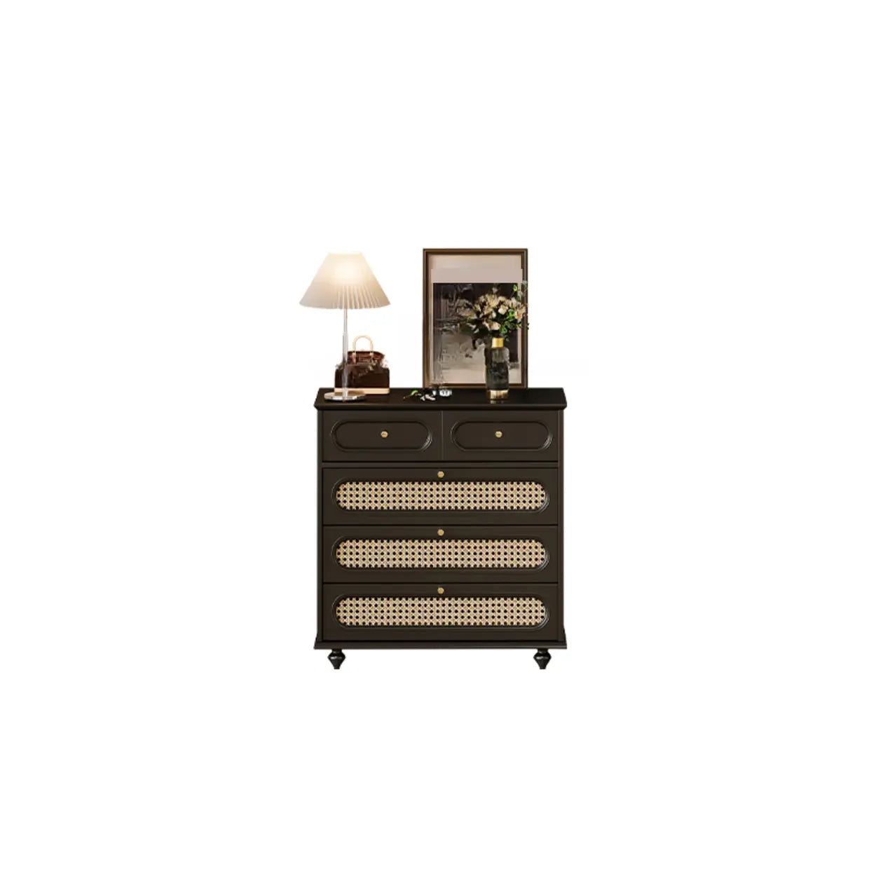 Black Wood Rectangular Double Dresser