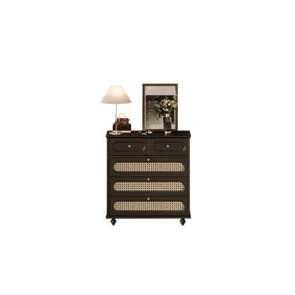 Black Wood Rectangular Double Dresser