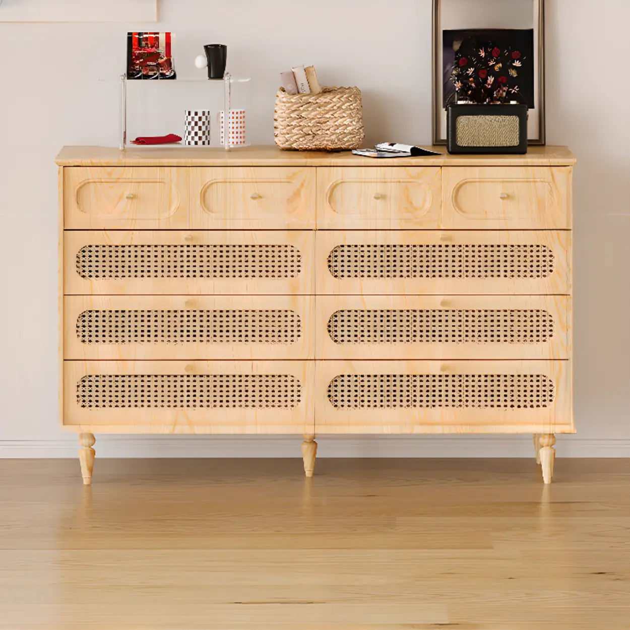 Black Wood Rectangular Double Dresser