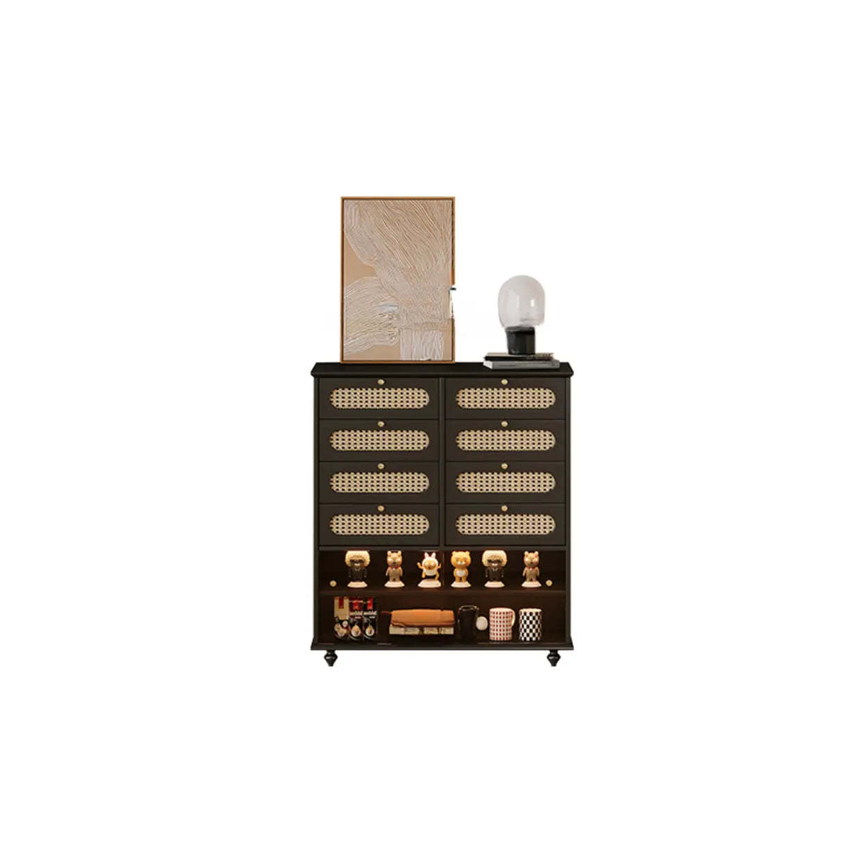 Black Wood Rectangular Double Dresser